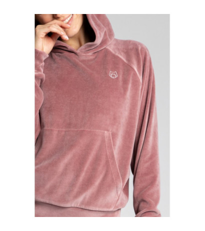 LA013 Velour sweatshirt with bat sleeves - dirty pink