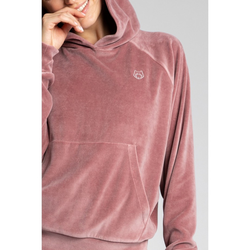 LA013 Velour sweatshirt with bat sleeves - dirty pink