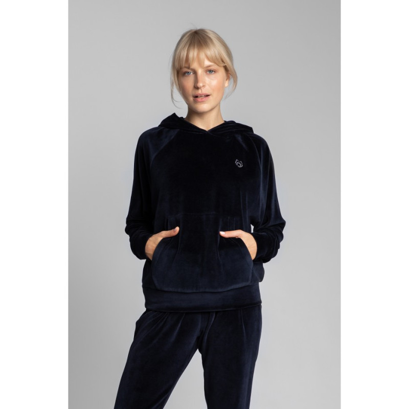 LA013 Velour sweatshirt with bat sleeves - navy blue