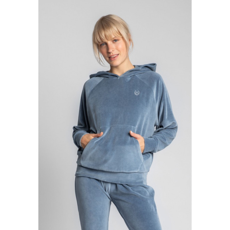 LA013 Velour sweatshirt with bat sleeves - blue