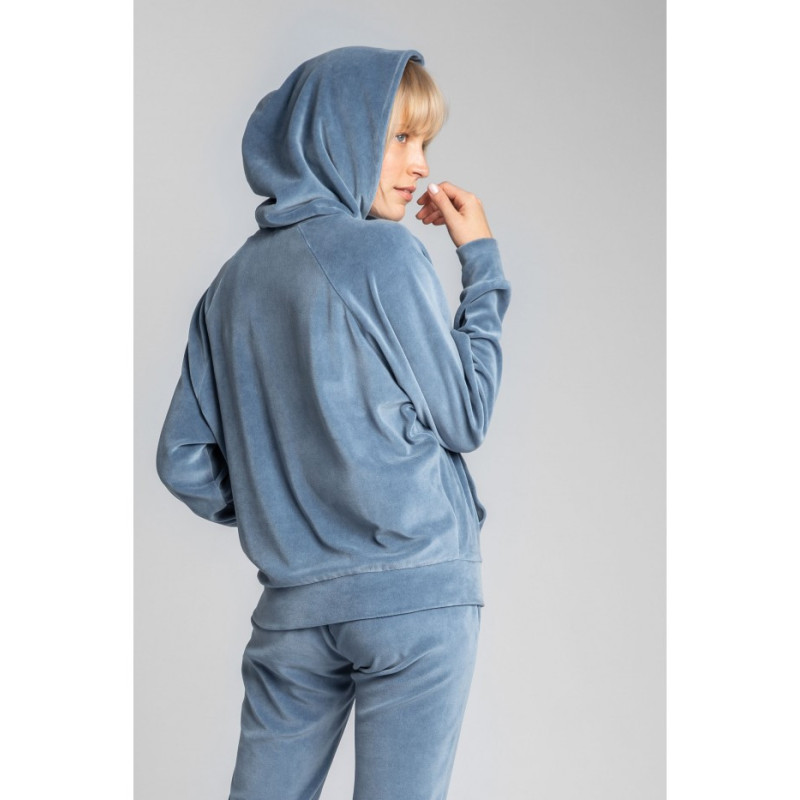 LA013 Velour sweatshirt with bat sleeves - blue