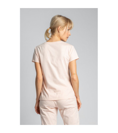 LA014 T-shirt for sleeping with a heart neckline - peach