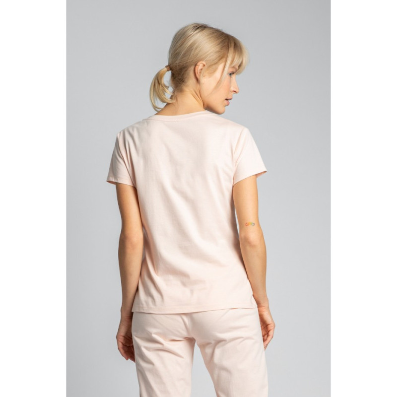 LA014 T-shirt for sleeping with a heart neckline - peach