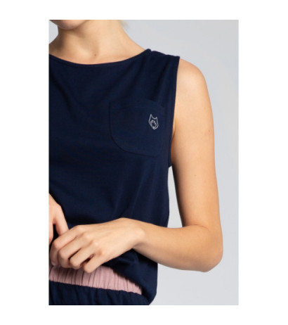 LA015 Sleeveless cotton sleep top - navy blue