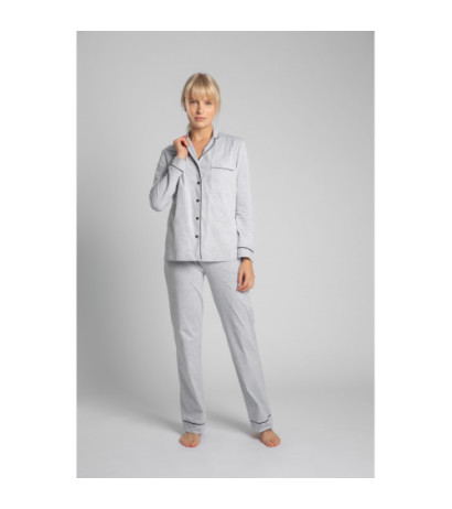 LA019 Cotton pajama shirt with collar - ashen