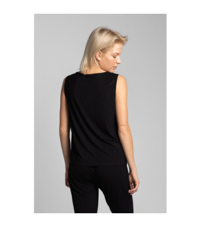 LA022 Sleeveless sleep top with pocket - black