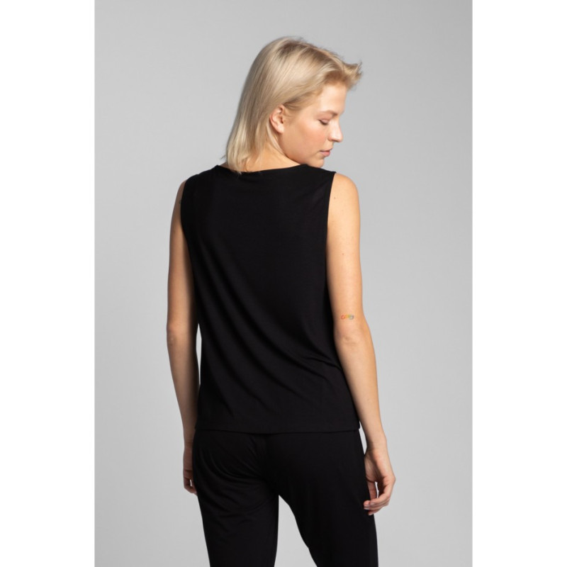 LA022 Sleeveless sleep top with pocket - black