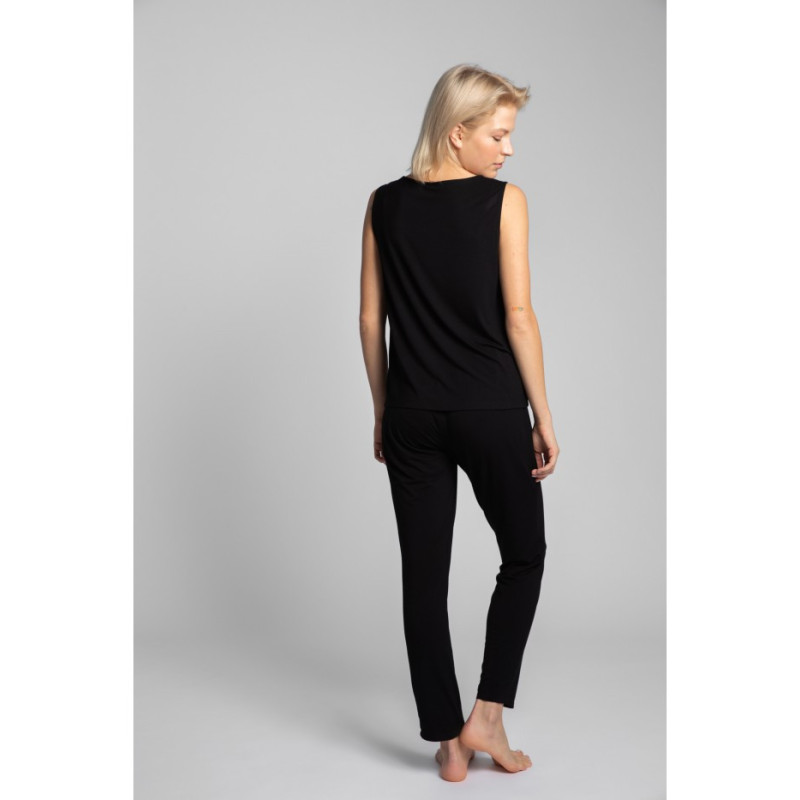 LA022 Sleeveless sleep top with pocket - black