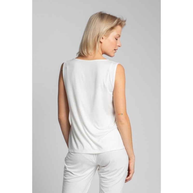 LA022 Sleeveless sleep top with pocket - ecru