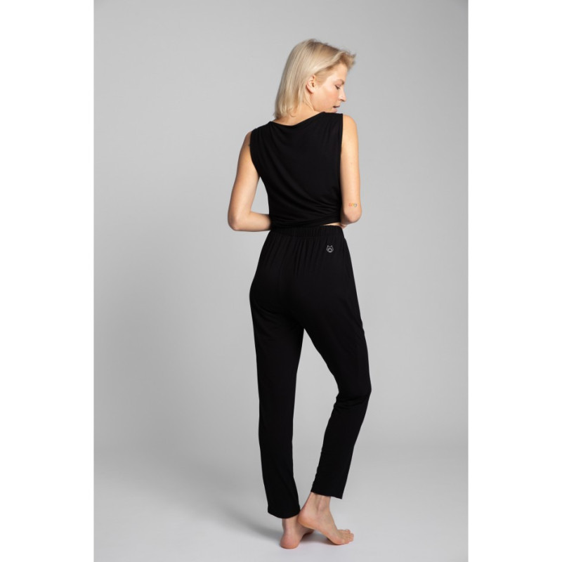 LA025 Sleeping pants with slim legs - black