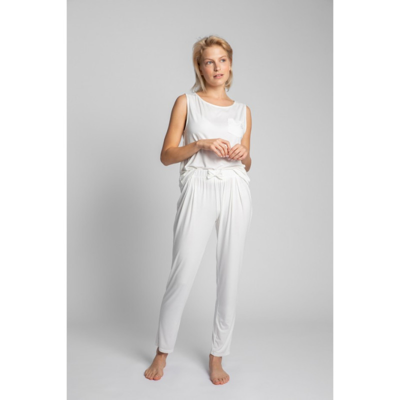 LA025 Sleeping pants with narrow legs - ecru