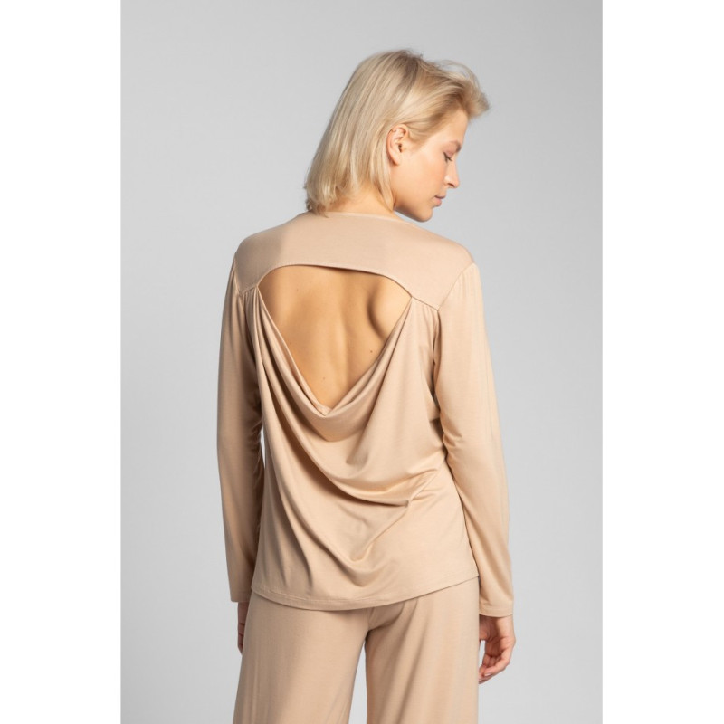 LA027 Sleeping blouse with back cutout - cappuccino