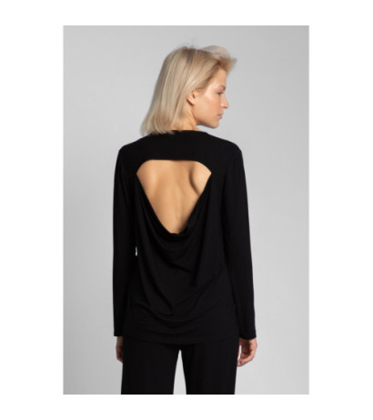 LA027 Sleeping blouse with back cutout - black