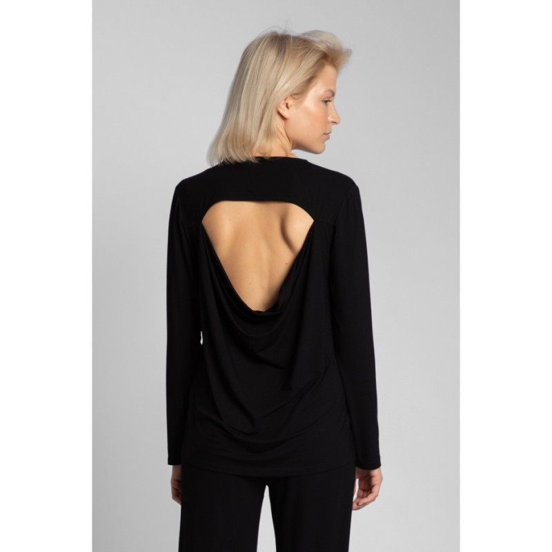 LA027 Sleeping blouse with back cutout - black