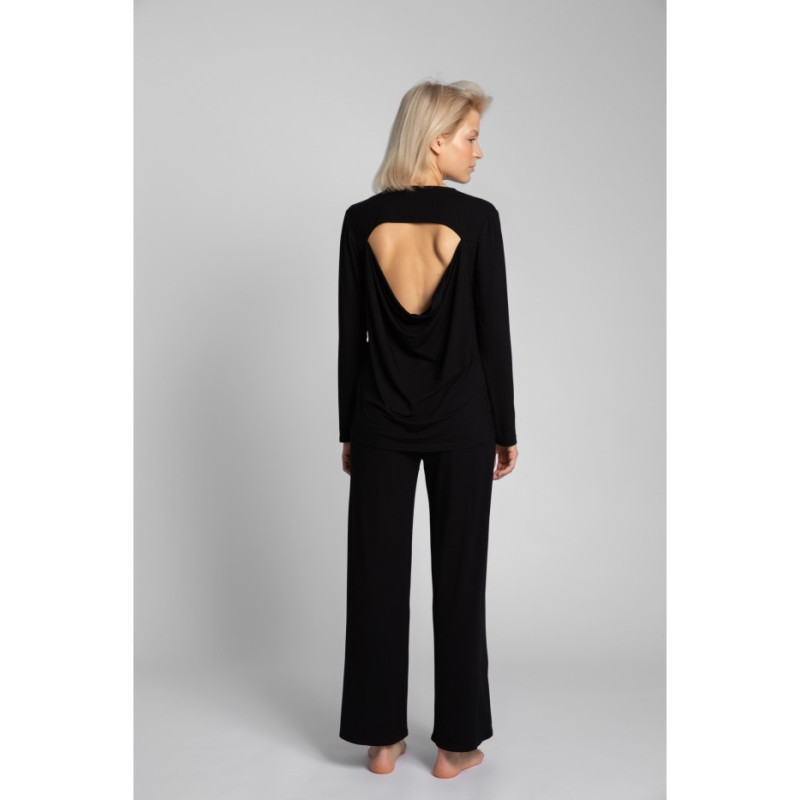 LA027 Sleeping blouse with back cutout - black