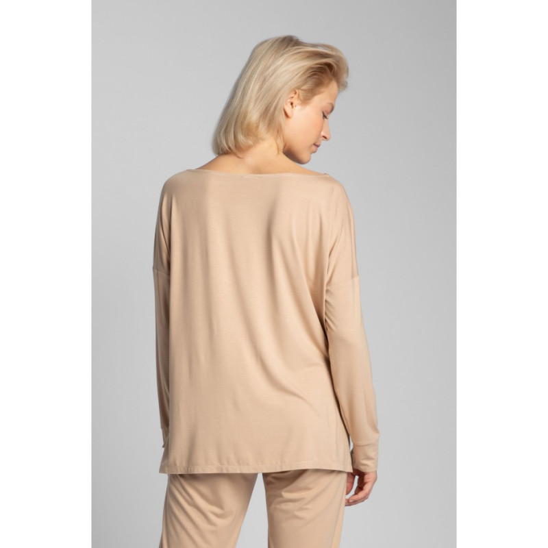 LA029 Viscose blouse with side slits - cappuccino