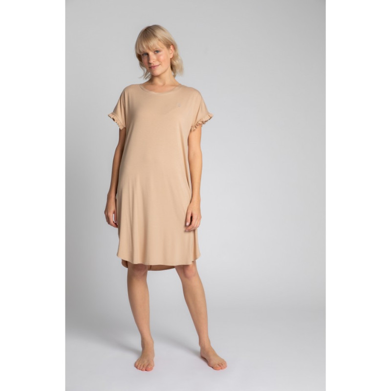 LA030 Nightgown with frills - cappuccino