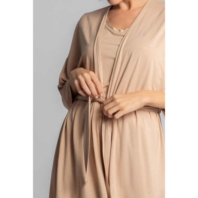 LA032 Viscose bathrobe with belt - cappuccino