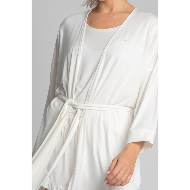 LA032 Viscose bathrobe with belt - ecru