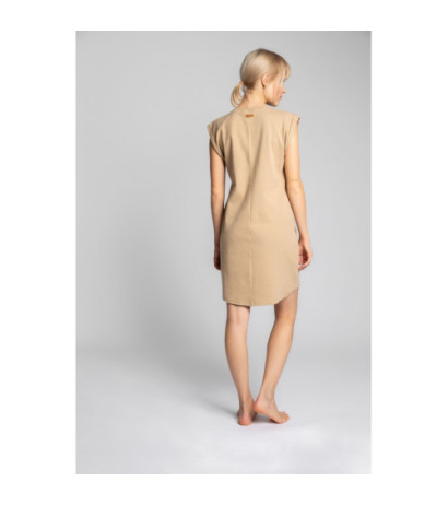 LA033 Sleeveless ribbed cotton dress - cappuccino