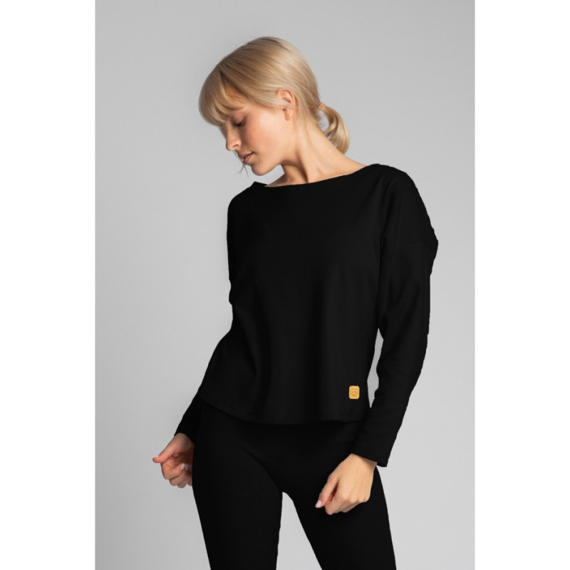 LA037 Cotton ribbed knit sweatshirt - black