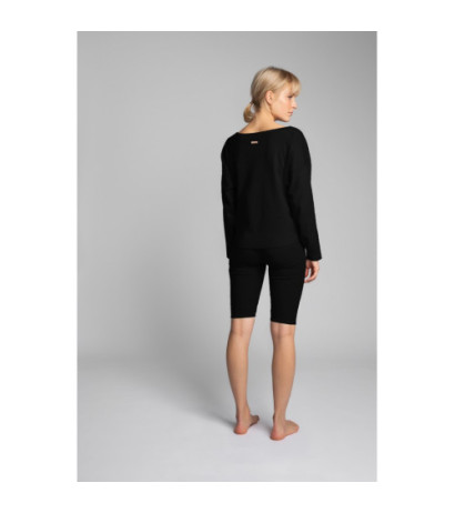 LA037 Cotton ribbed knit sweatshirt - black