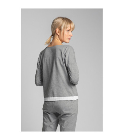 LA040 Pajama blouse with lace edge - gray