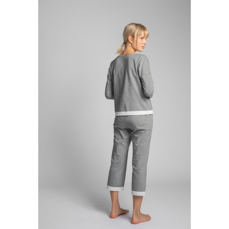 LA040 Pajama blouse with lace edge - gray