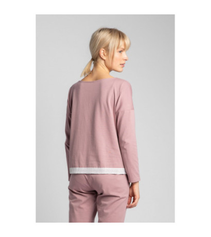 LA040 Pajama blouse with lace edge - heather