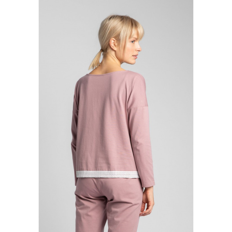 LA040 Pajama blouse with lace edge - heather