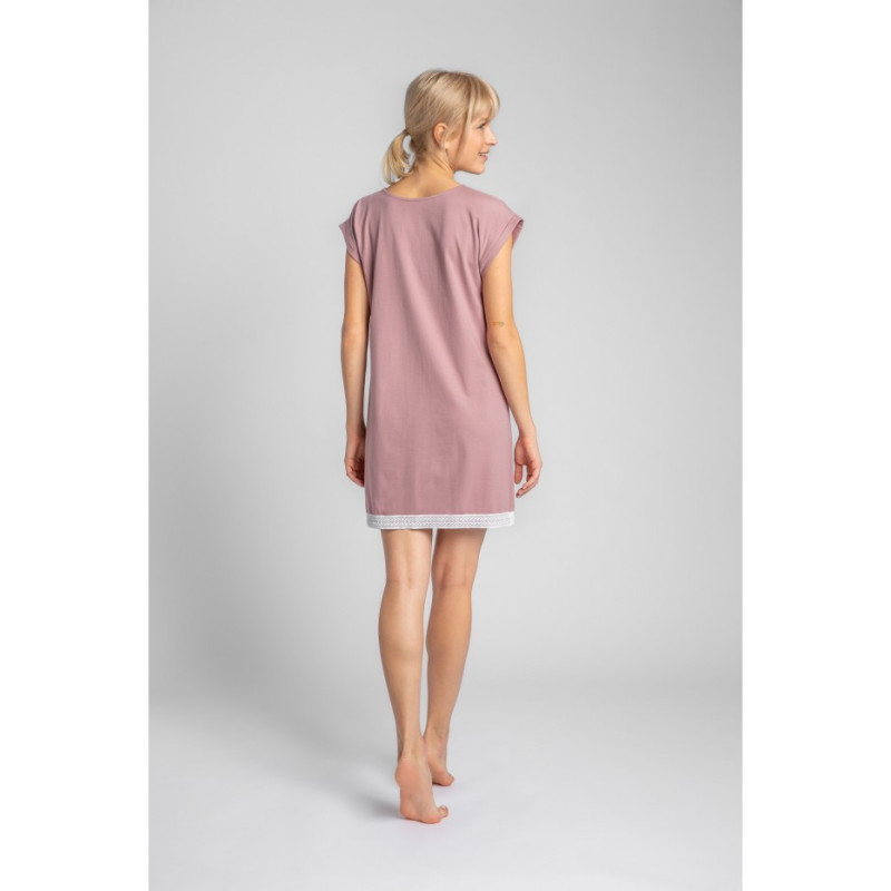 LA043 Nightgown with lace edge - heather