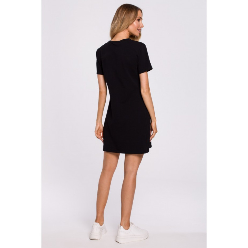 M579 Trapeze Dress with neckline - black