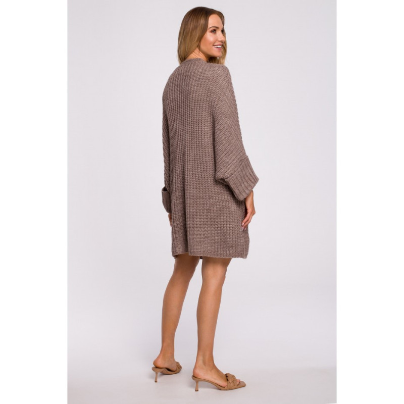 M597 Cardigan with Rolled Sleeves - mocha