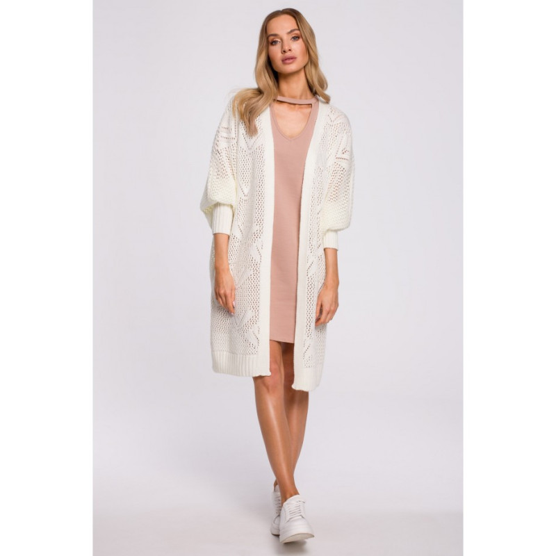 M599 Long Openwork Cardigan - ecru