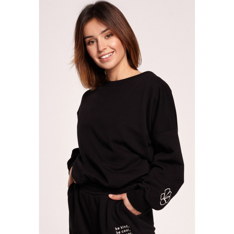 B185 Sweatshirt with back neckline - black