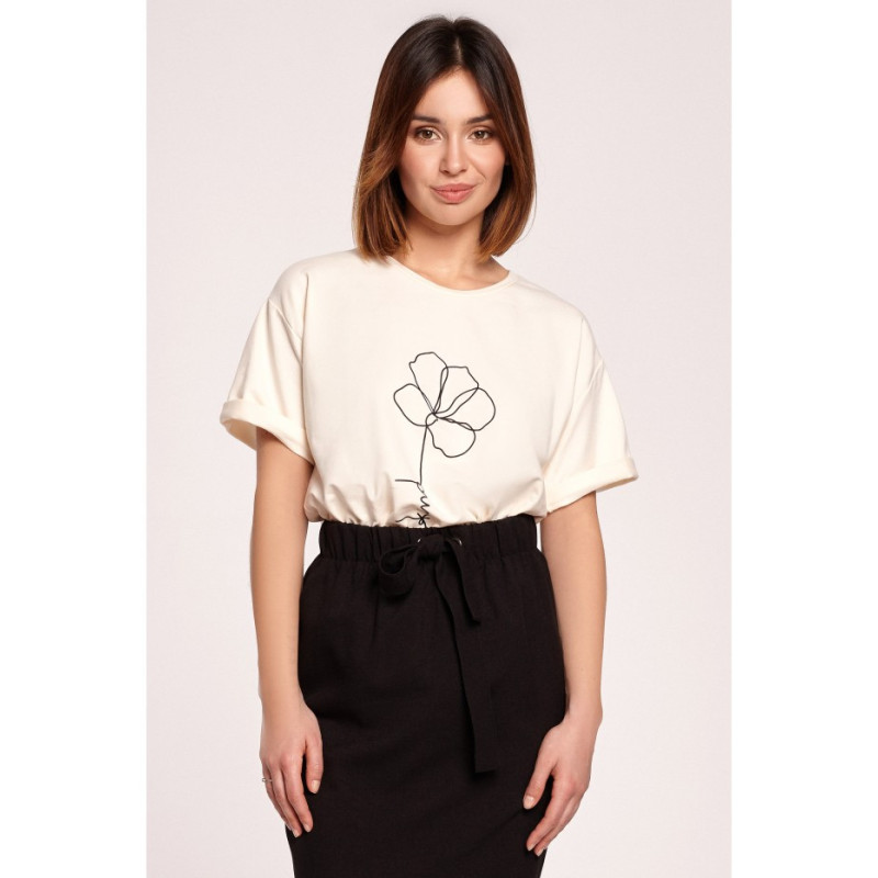 B187 Printed T-shirt - cream