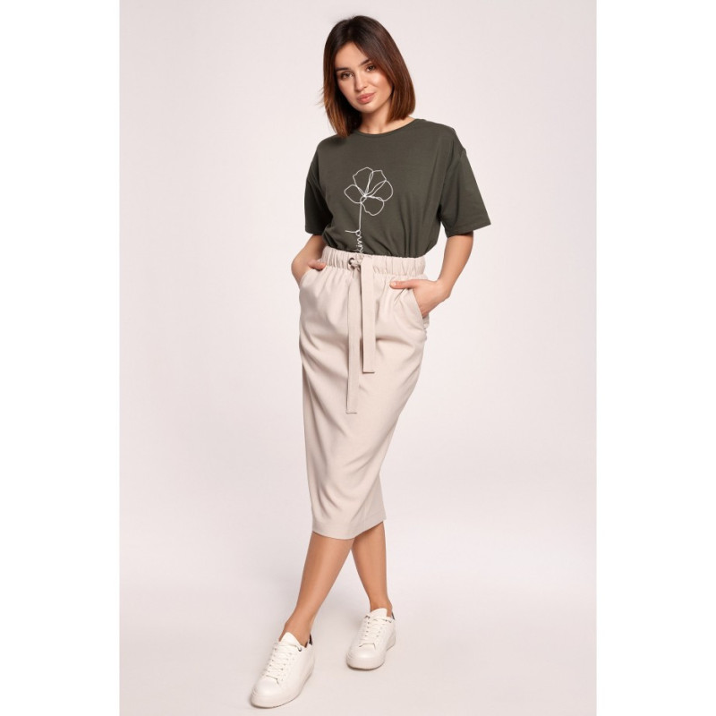 B190 Midi Skirt with Belt - Beige