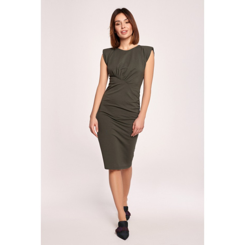 B193 Dress with pleats - military green