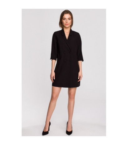 S254 Jacket dress with belt - black