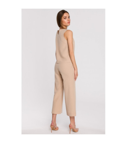 S256 Trousers with wide legs of 7/8 length - beige