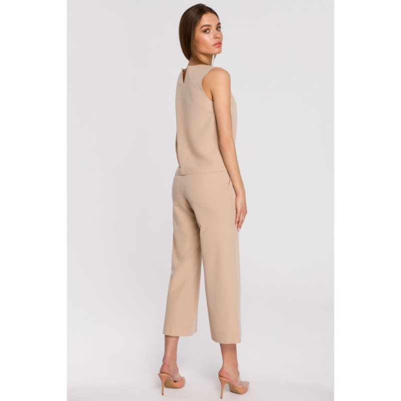 S256 Trousers with wide legs of 7/8 length - beige