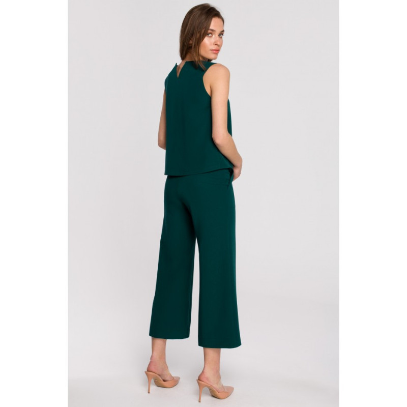 S256 Trousers with wide legs of 7/8 length - green