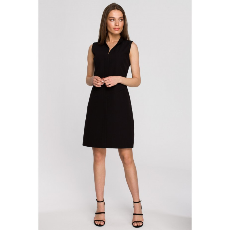 S258 Sleeveless jacket dress - black