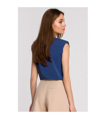 S260 Sleeveless blouse with shoulder pads - blue