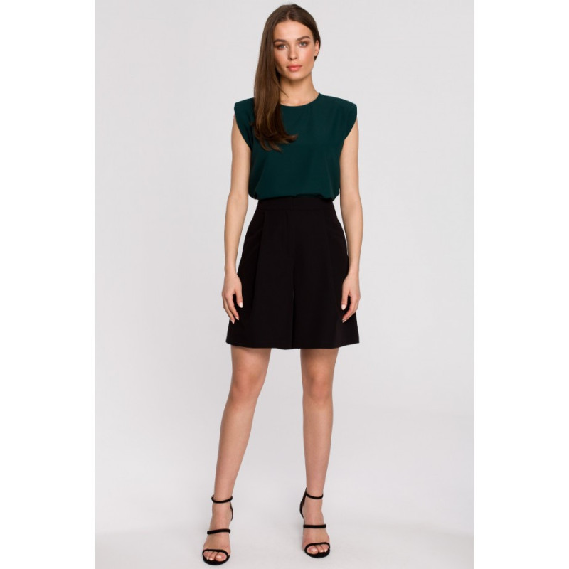 S260 Sleeveless blouse with shoulder pads - green