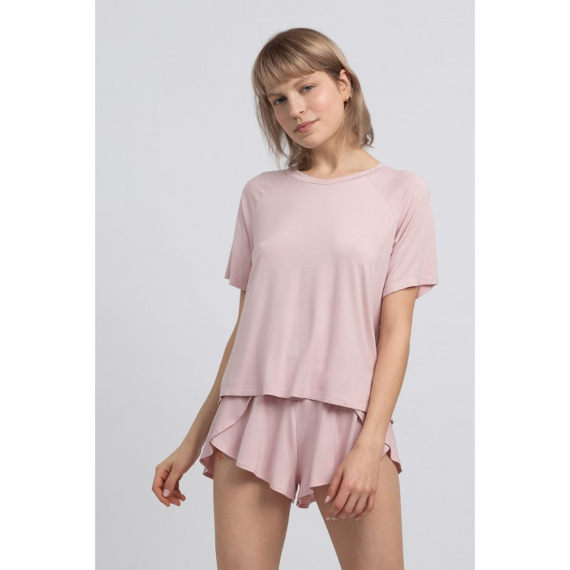 LA044 Viscose sleep blouse with slit - pink