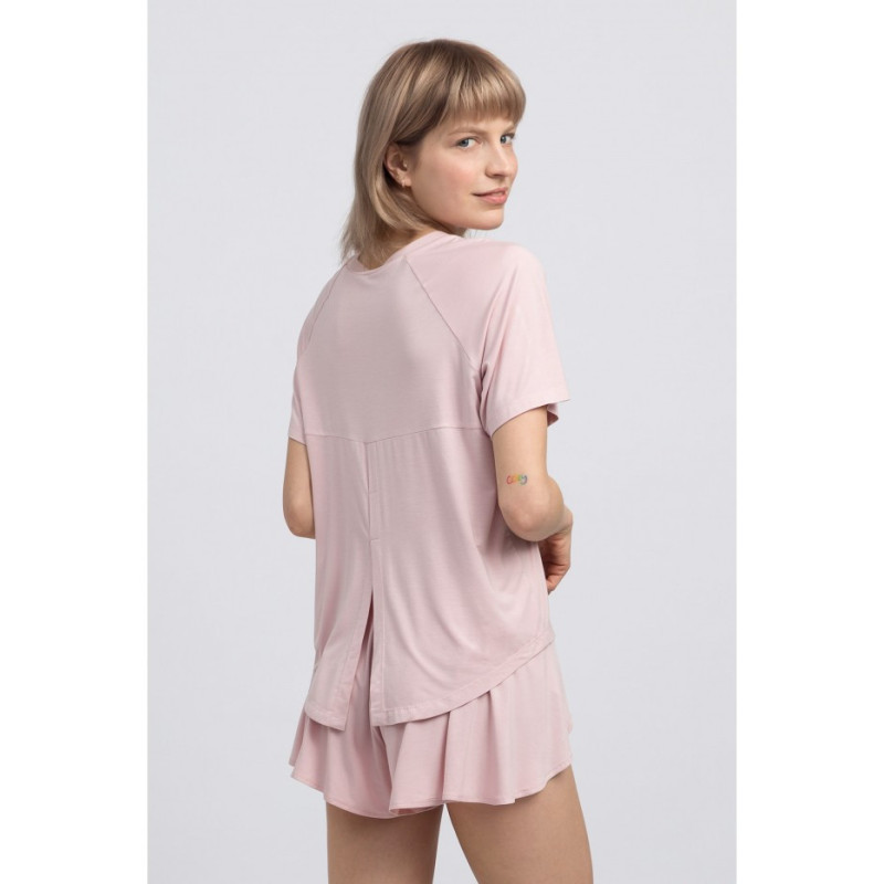 LA044 Viscose sleep blouse with slit - pink