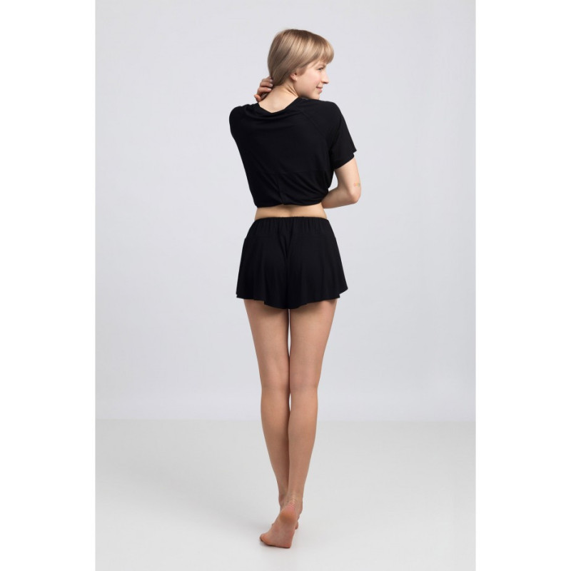 LA045 Viscose shorts with slits - black