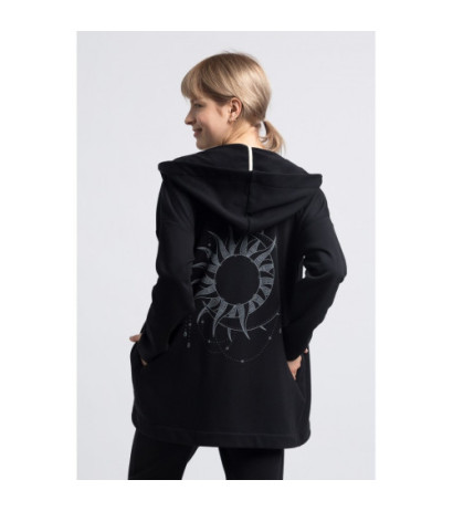 LA058 Unbuttoned hooded sweatshirt - black