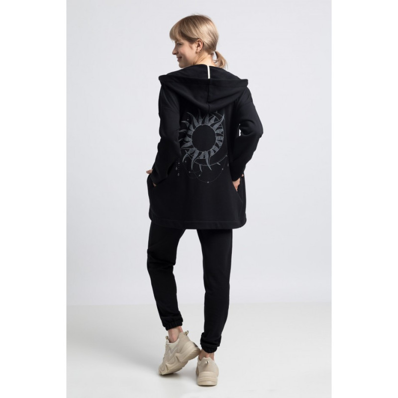 LA058 Unbuttoned hooded sweatshirt - black